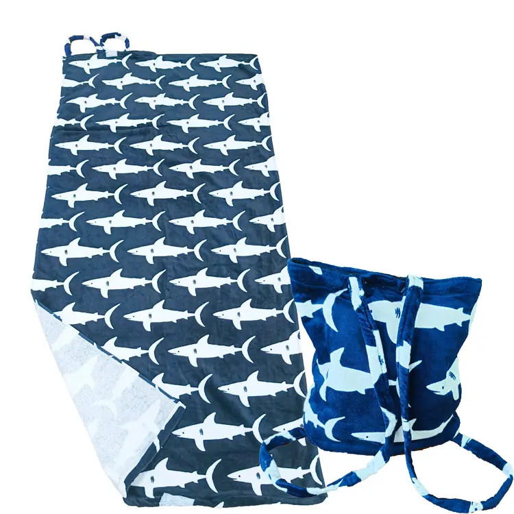 Toalha de praia com saco de algodão impressão personalizada toalha de praia em veludo saco/bolsa