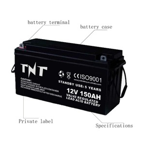 12V 150ah AGM VRLAソーラーシステムディープサイクル密封ゲル鉛バッテリーUPSエネルギー貯蔵 - Product Image 2