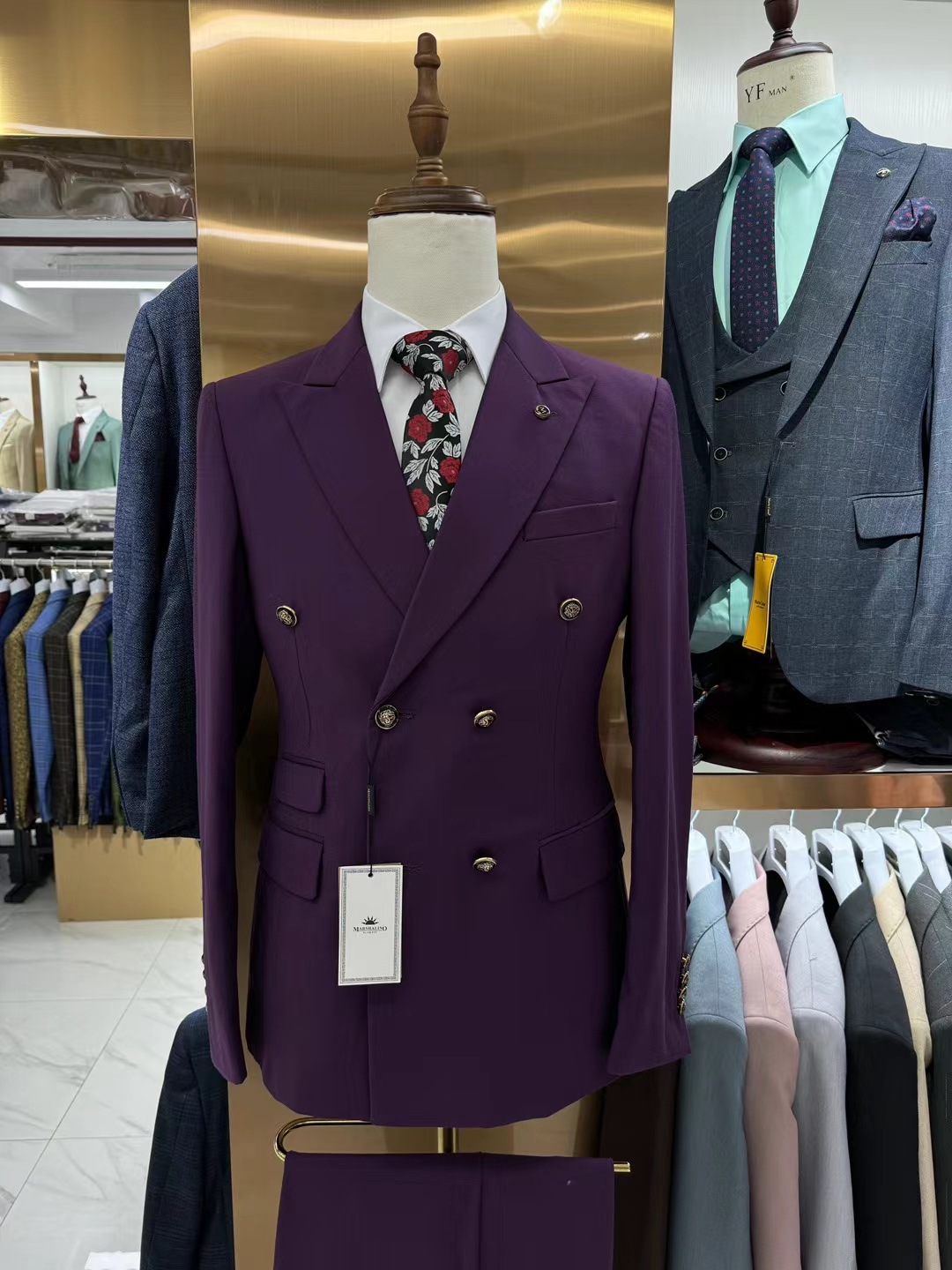 Rouge profond-2 pièces/ensemble-veste + pantalon