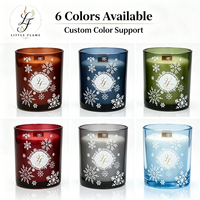 Bougies en verre de luxe personnalisées pour Noël avec mèche en bois, en cire de soja, pour bougies parfumées, coffret cadeau, vente en gros
