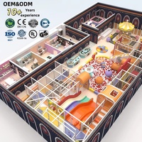 Equipo de juegos interior directo de fábrica: Temática Noche de Circo, Carrusel a rayas, Piscina de bolas, Red de seguridad, Cuarto de juegos de rol para niños