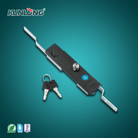 Boîtes de serrures cylindriques multipoints Kunlong SK1-029 en alliage de zinc, finition chromée brillante noire, 2 clés