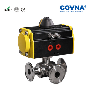 Vanne à boisseau sphérique pneumatique à 3 voies Covna ANSI AC220V DN50 en acier inoxydable 304, à fixation par collier, de qualité alimentaire - Product Image 4