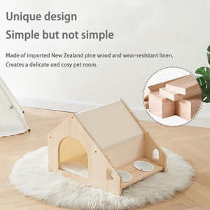 ODM OEM Small Pet Kennel Holzhaus für Katzen und Hunde mit Pet Bowl Anpassbares Ess-und Lebend nest - Product Image 4