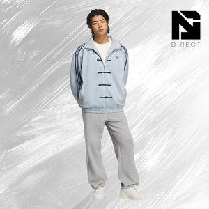 Adidas Originals CTT <b>Jacket</b> 'Blue' Chinese Style <b>Mandarin</b> <b>Collar</b> Racer <b>Jacket</b> Light Blue Fleece Track <b>Jacket</b> - Product Image 3