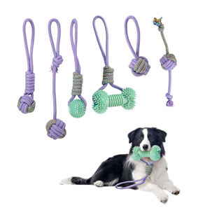 Jouets à mâcher en corde pour chien avec extrémités nouées et balle texturée pour chiens de taille moyenne, durables pour jouer en intérieur, design uni - Product Image 1