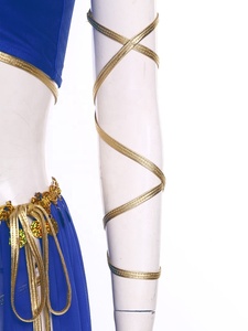 Traje de Danza del Vientre para Mujer, Top Corto y Falda con Braguitas Metálicas, para Cosplay, Fiestas, Espectáculos, Eventos Temáticos, Danza del Vientre - Product Image 4