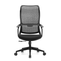 Chaise de bureau ergonomique moderne minimaliste élégante avec cadre en nylon noir, hauteur réglable, pivotante, dossier haut, chaise de direction en maille pour la maison