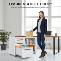 Meuble de rangement mobile en acier à 3 tiroirs avec buffet, idéal pour bureau, atelier, chambre ou école