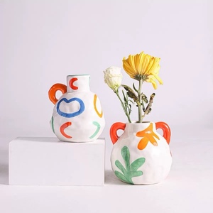 Jarrón de Cerámica Retro <span class=keywords><strong>Pintado</strong></span> <span class=keywords><strong>a</strong></span> <span class=keywords><strong>Mano</strong></span> Directo de Fábrica, Juego de Regalo para Decoración del Hogar, Oficina, Dormitorio, Adorno Decorativo para Mesa, Maceta - Product Image 6