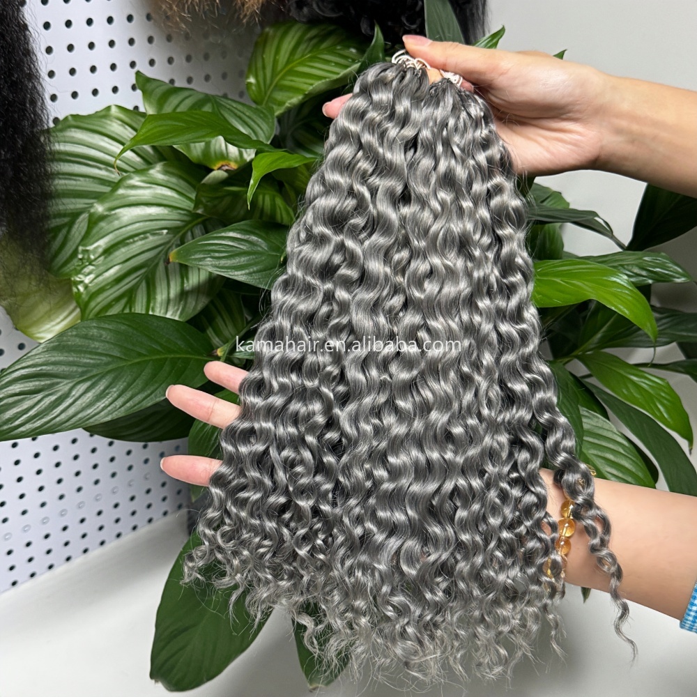 KAMA Customized Crochet Feather Tip Human Hair Extension Deep Curly Braiding Hair Bundles for Boho Braids or Braiding Hair Detail Section 5