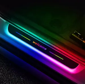 4 Stück LED RGB Dynamic Acryl Wireless Custom Logo Projektor Lichter Autotür Schweller platte Pedal Willkommen lampe