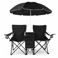 Chaise de camping pliable double Outdoor Night Explorer avec glacière centrale et parasol