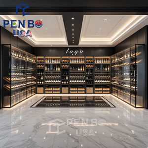 Conception libre Armoire de bar à vin moderne Étagères en verre Présentoir Armoire de stockage du vin pour le commerce du vin - Product Image 4