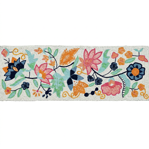 Embroidered Floral <b>Table</b> <b>Runner</b> Bohemian Cotton Home Decor Washable Pink Orange Green Pattern - Product Image 1