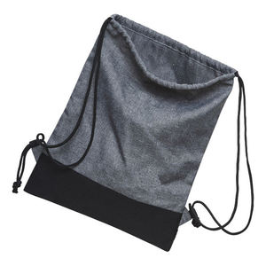 Grey Unisex Polyester Cinch Sack Wholesale Double-String Fashion Drawstring Bag with Custom Logo - Product Image 3