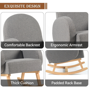 Modern Wooden Legs Rocker <strong>Read</strong> <strong>Chair</strong> High Spring Sponge High Backrest Armchair Comfy Side <strong>Chair</strong> Accent Nursery Rocking <strong>Chair</strong> - Product Image 5