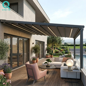 QINGYING Auvent extérieur <span class=keywords><strong>imperméable</strong></span> à l'eau, <span class=keywords><strong>pergola</strong></span> à toit automatique rétractable - Product Image 1