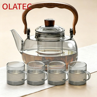 Ensemble théière et bouilloire en verre borosilicate épais, compatible cuisinière, pour infusion de fleurs et utilisation en voyage