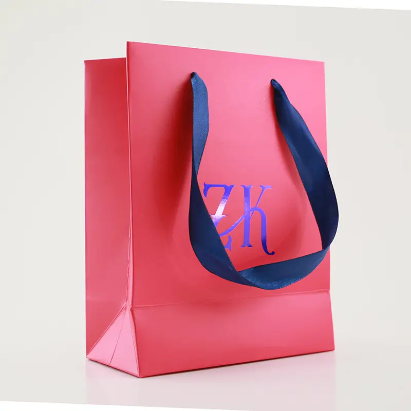 Customized Red Color Decorated Paper Shopping Bag With Handle For Business