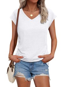 Women Solid V Neck Short Sleeve Soft Fabric Office Casual <b>Tunic</b> Shirts - Product Image 1