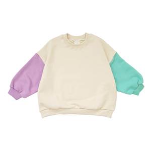 Simple Fashion Baby Color Block Long Sleeve Sweatshirt <b>Toddler</b> Crew Neck Pullover - Product Image 1