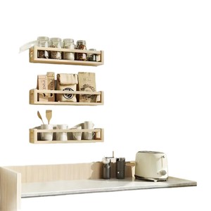 Wooden Wall Mounted <b>Shelf</b> 3 Tier Rectangle <b>Pine</b> Natural Color Durable Home Storage Organization - Product Image 5