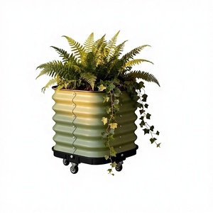 Kit de jardinière surélevée en métal moderne avec roues inférieures, bac à plantes extérieur durable et écologique pour petits jardins potagers - Product Image 1