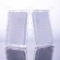 Plaque ELISA à fond plat en PS, 384 puits, transparente, non stérile, avec couvercle transparent, OEM, pour liaison intermédiaire