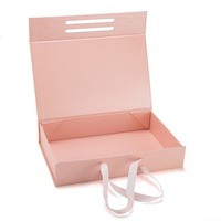 Boîte-cadeau de sous-vêtements pour femmes magnétiques roses de grand prix ruban pliant rigide pliable imperméable en relief pour chaussettes éponge
