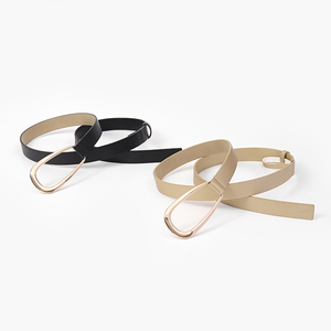 Ceintures en plastique PU de longueur personnalisée pour femmes de luxe en cuir véritable élastique de style occidental avec boucle en alliage simple et lisse pour jean - Product Image 2