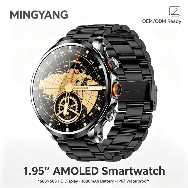 Smartwatch 1.95 Inch AMOLED Screen 800W HD Camera Multi-GNSS GPS 1880mAh Long Standby IP67 Smart Watch Support OEM ODM