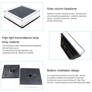 Lampe solaire de terrasse RGB 6W, éclairage paysager LED moderne pour extérieur, étanche IP68, lampe solaire pour pilier et clôture de jardin - Product Image 6