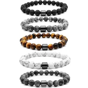 8MM Modemarke Luxus Naturstein Heilung Jade Stretch Perlen Armband Frauen Männer Handmade Edelstein Runde Armband //