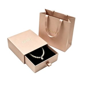 Boîte d'emballage de bijoux écologique à tiroir coulissant, en matériaux recyclés, doublée de velours doux, gaufrage pour bagues, pendentifs, bracelets - Product Image 1