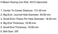OEM & ODM Custom Hoch leistungs 4340 geschmiedeter Stahl H-Beam Billet Racing Pleuel Racing Pleuel 4 G15