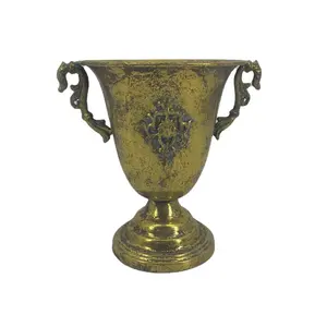 Vaso de flores clássico com cabo de metal, balde de flores, vaso grande antigo, vaso de mesa decorativo.