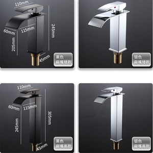 Bathroom Sink Taps Bathroom Mixer Tap Waterfall Spout Bathroom Sink Taps with Single Lever Hot Cold Water <b>Adjustable</b> Sink Taps - Product Image 2