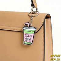 Porte-clés en acrylique mignon à thème boisson au matcha, avec breloque 'I Love You so Matcha' (mot playfully punnu), pour clés, sacs et sacs à dos, accessoire ludique pour les amateurs de cuisine