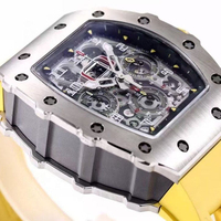 Montre tourbillon en titane pour homme avec cristal saphir et bracelet en caoutchouc jaune RM11-03