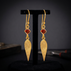 Red <b>Garnet</b> Drop Gold Plated Sterling Silver <b>Earrings</b> with Multi-Stone Shape Cute Design Pearl & Wedding Gift - Product Image 2
