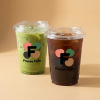 Vaso de Plástico PET Transparente Desechable de 16oz (98mm) con Tapa para Café Frío y Bebidas, Personalizable con Logotipo, Venta al Por Mayor para Cafeterías