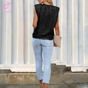 Loveda Custom Women Spring Summer <strong>Sequin</strong> Design Fashion <strong>Plus</strong> <strong>Size</strong> Camisole <strong>Top</strong> Sleeveless Backless Vest - Product Image 5
