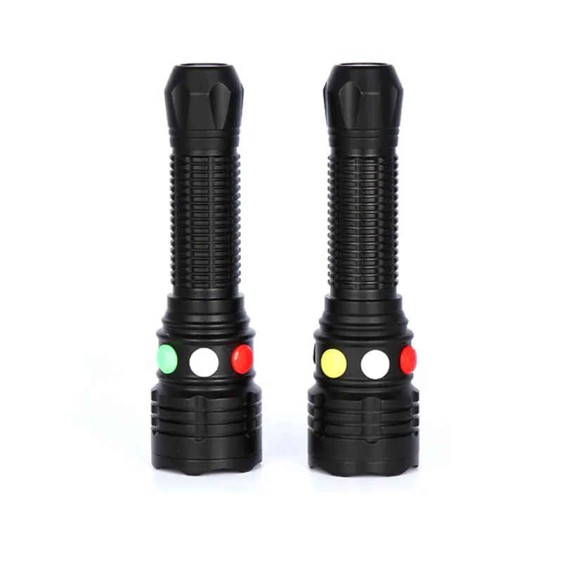 Custom Design White Green Red LED Rechargeable Railways Signal Lamp Tri Colour Torch Light with Magnet