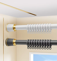 Tringle à rideau télescopique antidérapante à fixation par tension, sans perçage, à barre unique, pour maison locative, magasin de vêtements, balcon, organisateur de vêtements