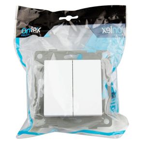 Encastrable blanc avec interrupteur double, idéal pour contrôler plusieurs points d'éclairage dans les installations électriques. - Product Image 2