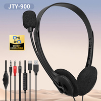 Headset Profesional 3.5mm USB Berkabel On-Ear dengan Mikrofon Terintegrasi Tahan Air IPX-4 untuk Call Center & Penggunaan Bisnis