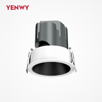Spot LED encastré moderne pour hôtel, blanc et noir, 12W, orientable, anti-éblouissement, en aluminium