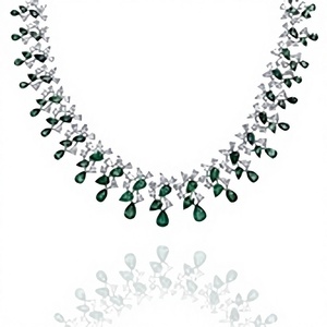 Luxury Women's 925 Silver Moissanite Beaded Necklace With Imitation Pearl And Green <b>Crystal</b> <b>Water</b> Drop Pendant For Wedding - Product Image 1