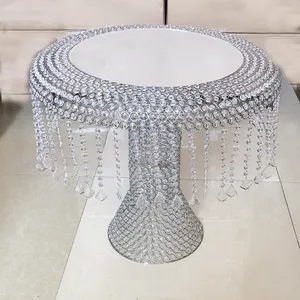 High Quality Cake Plinth Wedding Table Centerpieces Cake Stand With Hanging Crystals For Decoration